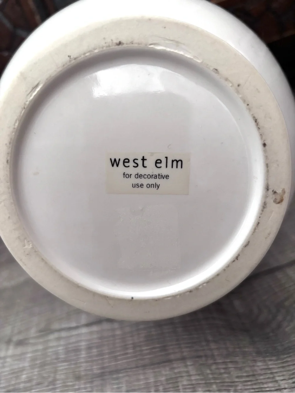 West Elm Off White Ceramic Decorative Vase with Loop Handles